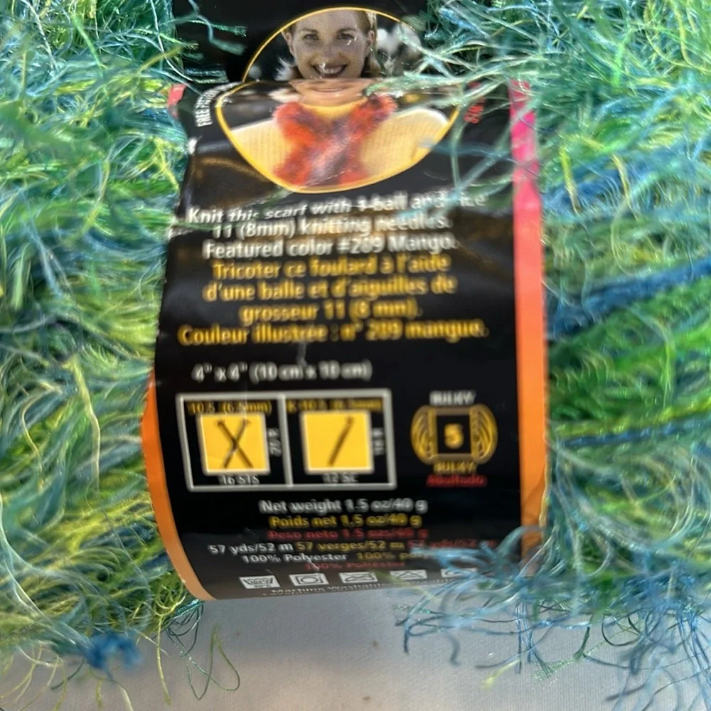 New Lion Brand Fun Fur Prints Eyelash Yarn 2 Skeins
